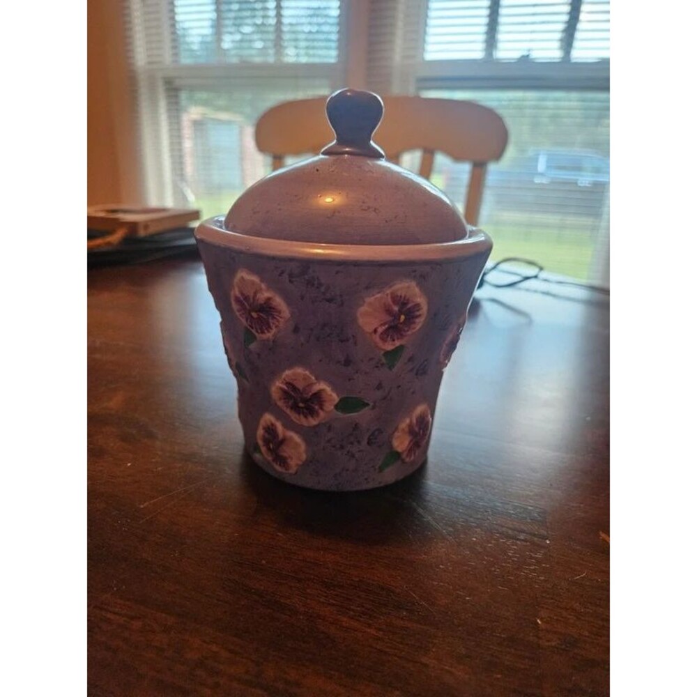 Small Purple Floral Ceramic Canister